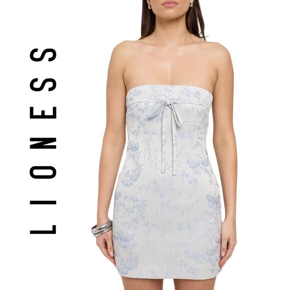 EUC Lioness Blue and White Strapless Mini Dress Size Medium - Picture 1 of 16